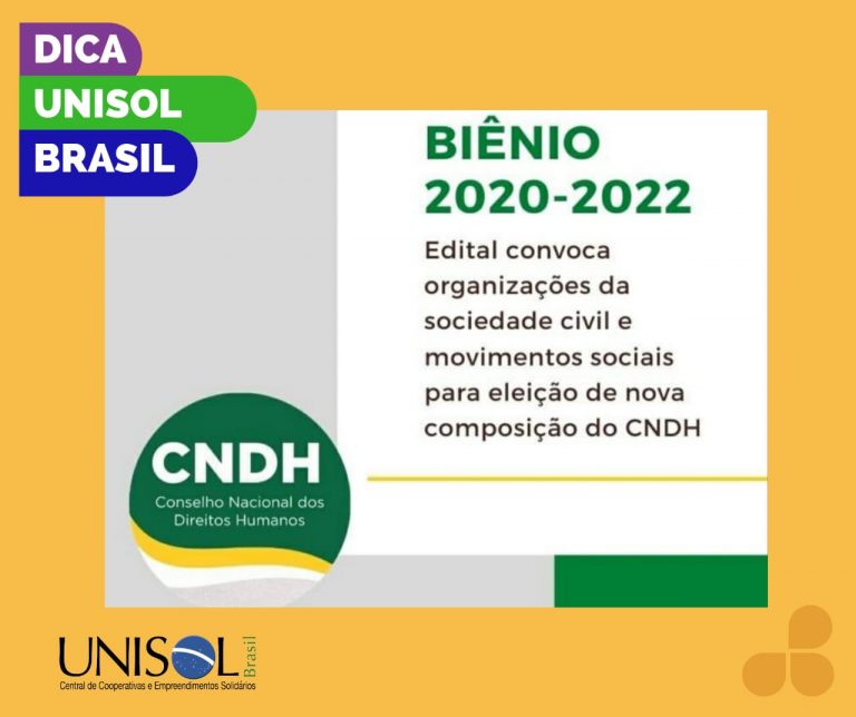 CNDH BIÊNIO 2020-2022: Edital convoca organizações da sociedade civil e movimento sociais para eleição.